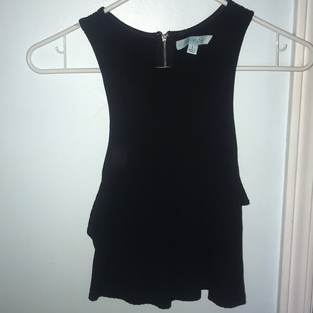 Black Ribbed Crop Top